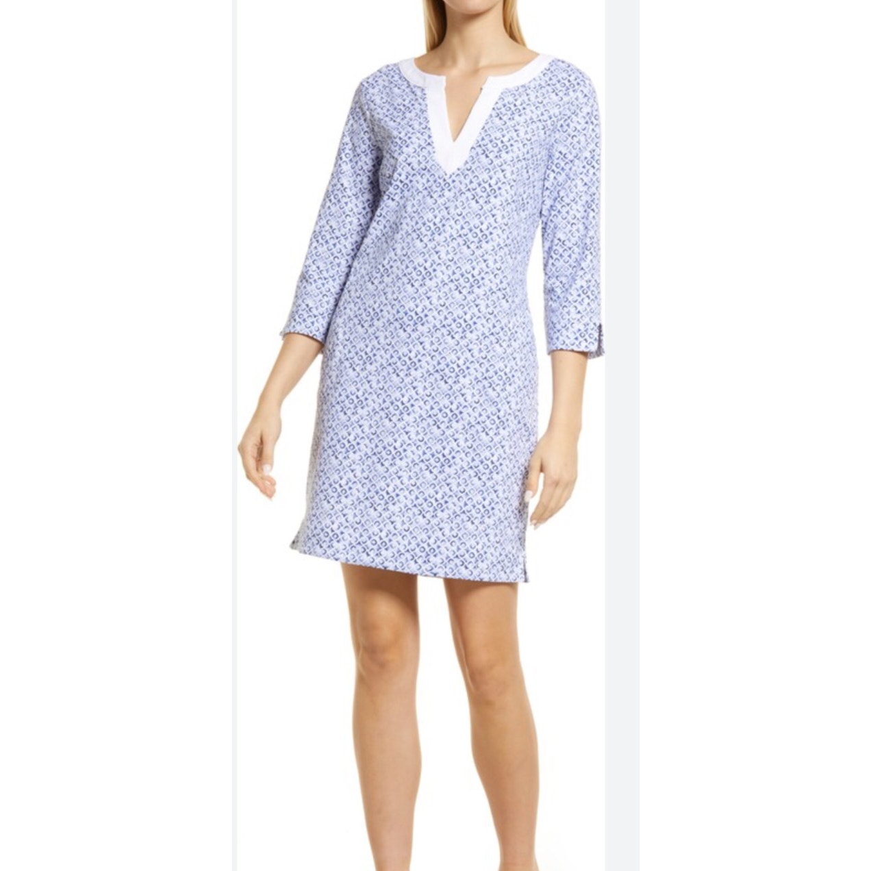 Tommy Bahama Aubrey Blue Tile Print Tunic Dress Size Xs Deep Ultramarine